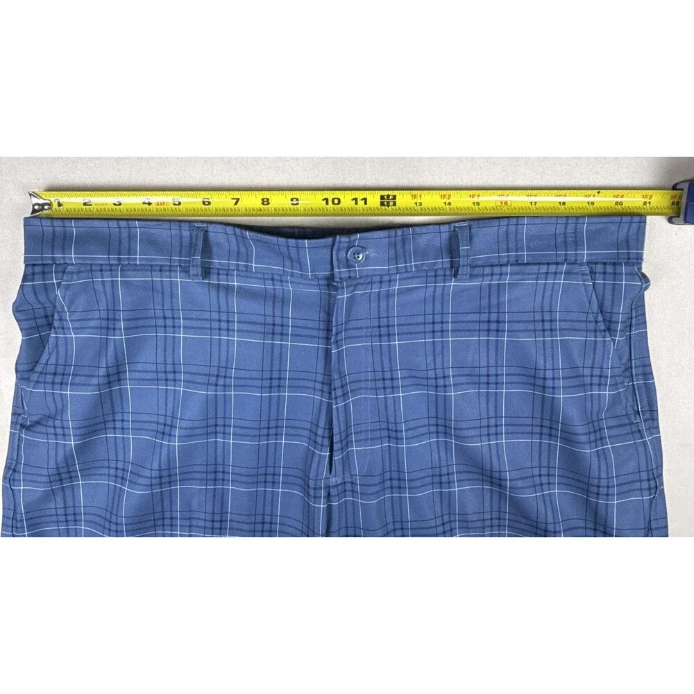 Pebble Beach Performance Men's Golf Shorts Blue Plaid Size 42 Moisture Wicking